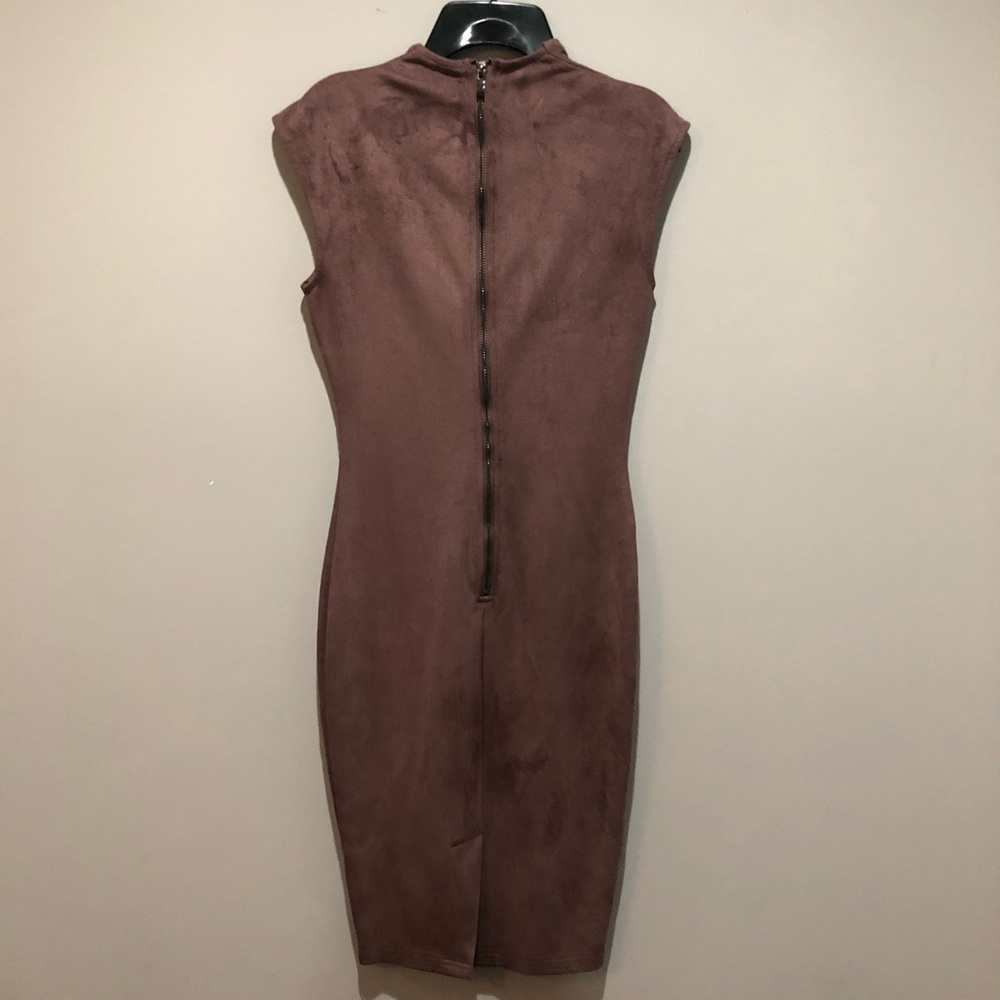 Akira Plum-Brown Suede Dress - Picture 2 of 6